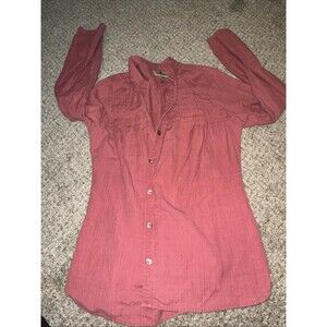 Vintage Woolrich Light Red Long Sleeve Button Down Shirt Women's Size Medium
